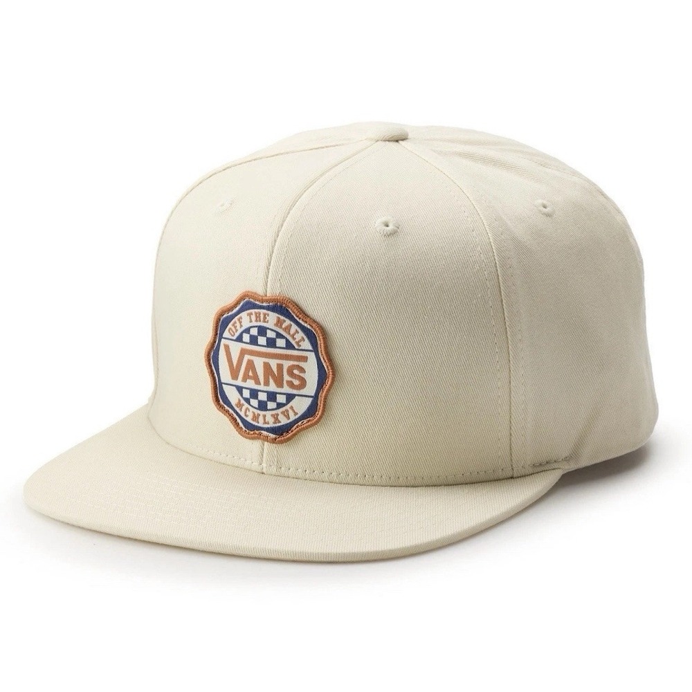 VANS Snapback Hat Cap Mens OSFM Adjustable Cream Ribboned Patch Off The Wall NEW